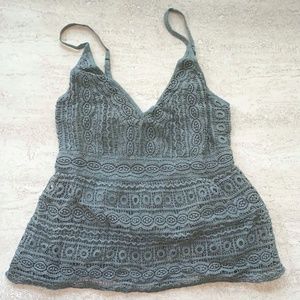 Abercrombie & Fitch Lace Green Tank Top Blouse